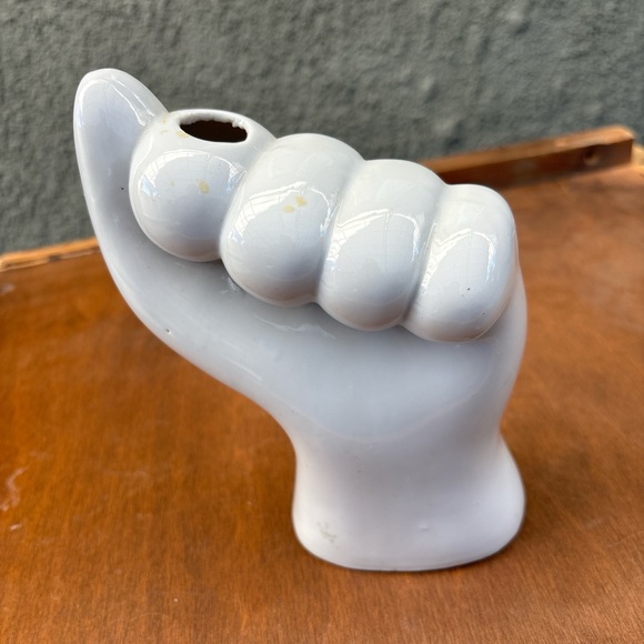 Other - White Ceramic Hand Sculpture Vase - Modern Home Art
